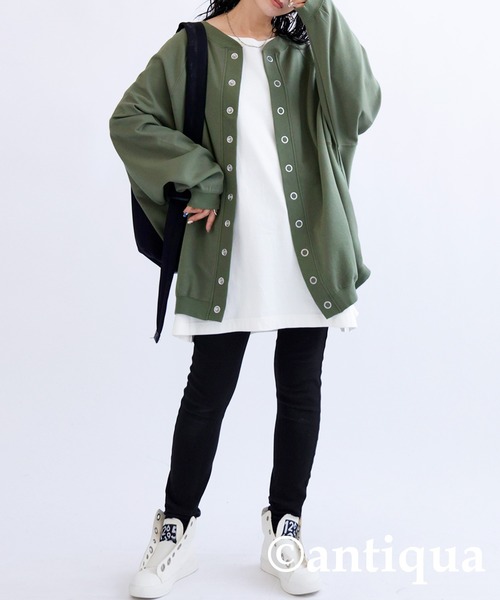 antiqua(アンティカ)の「コクーンシルエット2wayカーディガン(カーディガン/ボレロ・レディース・ブラック/グリーン/ブルー/杢グレー・FREE)」の16枚目の写真
