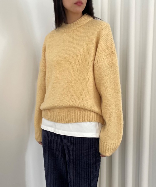 Didot.showroom(ディドット ショールーム)の「ウールブレンド ボリューム マカロンカラー ニット(ニット/セーター・レディース・ブルー/ラベンダー/イエロー/クリーム・FREE)」の4枚目の写真