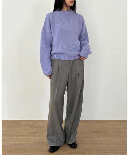 Didot.showroom(ディドット ショールーム)の「ウールブレンド ボリューム マカロンカラー ニット(ニット/セーター・レディース・ブルー/ラベンダー/イエロー/クリーム・FREE)」の12枚目の写真