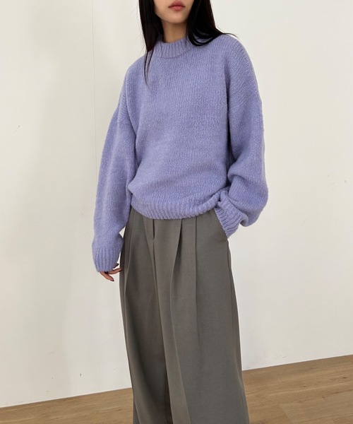 Didot.showroom(ディドット ショールーム)の「ウールブレンド ボリューム マカロンカラー ニット(ニット/セーター・レディース・ブルー/ラベンダー/イエロー/クリーム・FREE)」の9枚目の写真