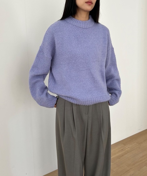 Didot.showroom(ディドット ショールーム)の「ウールブレンド ボリューム マカロンカラー ニット(ニット/セーター・レディース・ブルー/ラベンダー/イエロー/クリーム・FREE)」の10枚目の写真