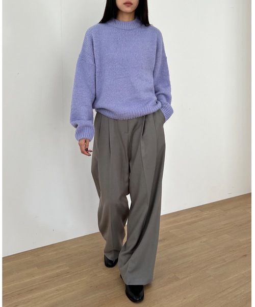 Didot.showroom(ディドット ショールーム)の「ウールブレンド ボリューム マカロンカラー ニット(ニット/セーター・レディース・ブルー/ラベンダー/イエロー/クリーム・FREE)」の11枚目の写真