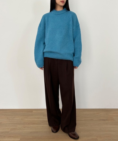 Didot.showroom(ディドット ショールーム)の「ウールブレンド ボリューム マカロンカラー ニット(ニット/セーター・レディース・ブルー/ラベンダー/イエロー/クリーム・FREE)」の15枚目の写真