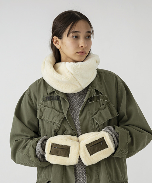 SUBLIME（サブライム）の「【SUBLIME/サブライム】GO OUT BOA GLOVE 指だしボアグローブ 手袋SB233-0615（手袋・メンズ・オフホワイト/ブラック/モカ・FREE）」の5枚目の写真