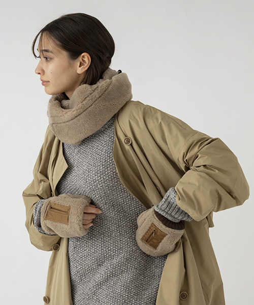 SUBLIME（サブライム）の「【SUBLIME/サブライム】GO OUT BOA GLOVE 指だしボアグローブ 手袋SB233-0615（手袋・メンズ・オフホワイト/ブラック/モカ・FREE）」の8枚目の写真