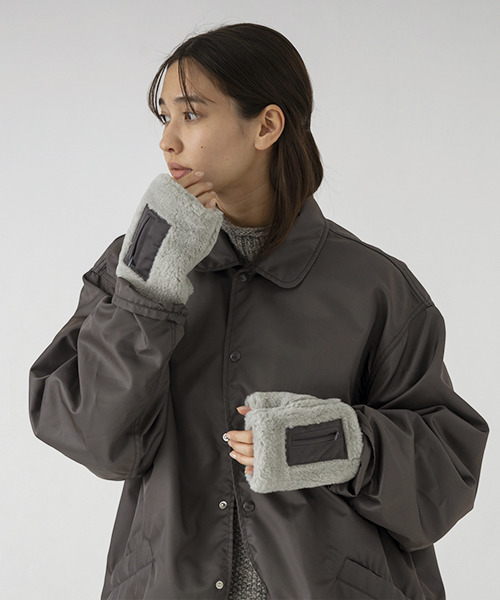 SUBLIME（サブライム）の「【SUBLIME/サブライム】GO OUT BOA GLOVE 指だしボアグローブ 手袋SB233-0615（手袋・メンズ・オフホワイト/ブラック/モカ・FREE）」の9枚目の写真