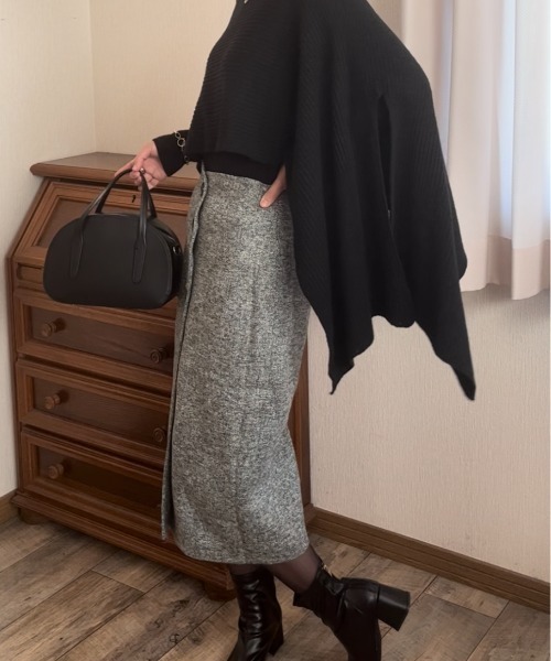 Ritzy(リッツィー)の「ハイウエスト 前ボタン巻スカート(スカート・レディース・グレー/ダークグレー・S/L/M)」の4枚目の写真