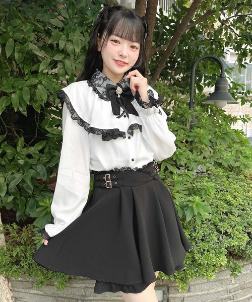 ROJITA（ロジータ）の「フレアボリュームケープライクブラウス（シャツ/ブラウス・レディース・パープル/ブラック/ホワイト・FREE）」の9枚目の写真