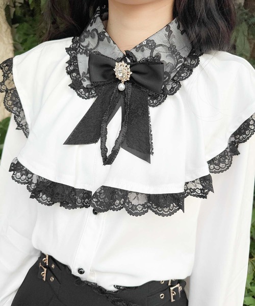 ROJITA（ロジータ）の「フレアボリュームケープライクブラウス（シャツ/ブラウス・レディース・パープル/ブラック/ホワイト・FREE）」の10枚目の写真