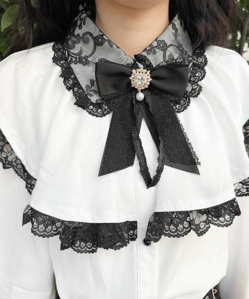 ROJITA（ロジータ）の「フレアボリュームケープライクブラウス（シャツ/ブラウス・レディース・パープル/ブラック/ホワイト・FREE）」の11枚目の写真