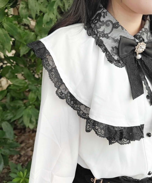 ROJITA（ロジータ）の「フレアボリュームケープライクブラウス（シャツ/ブラウス・レディース・パープル/ブラック/ホワイト・FREE）」の13枚目の写真