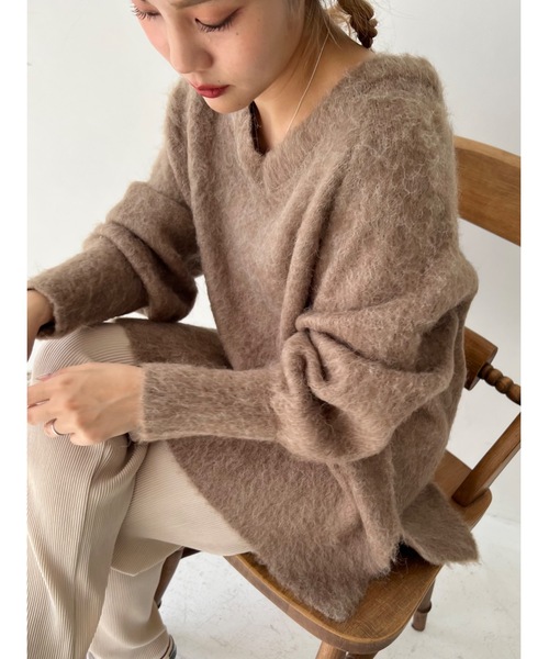 JUMELLE(ジュメロ)の「モヘア2wayニット(ニット/セーター・レディース・モカ/ピンク/アイボリー・MEDIUM)」の2枚目の写真