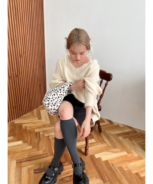 JUMELLE(ジュメロ)の「モヘア2wayニット(ニット/セーター・レディース・モカ/ピンク/アイボリー・MEDIUM)」の6枚目の写真