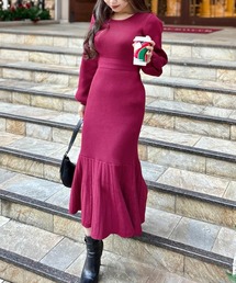 Julia Boutique | ウエストマークリブニットマーメイドワンピース/23565(ワンピース)