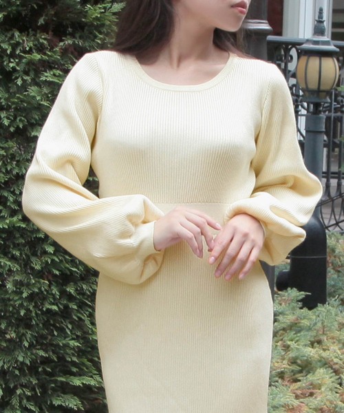 Julia Boutique（ジュリアブティック）の「ウエストマークリブニットマーメイドワンピース/23565（ワンピース・レディース・ブラック/アイボリー/オールドローズ系・ONE）」の4枚目の写真