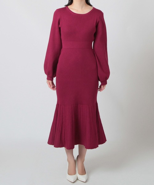 Julia Boutique（ジュリアブティック）の「ウエストマークリブニットマーメイドワンピース/23565（ワンピース・レディース・ブラック/アイボリー/オールドローズ系・ONE）」の14枚目の写真