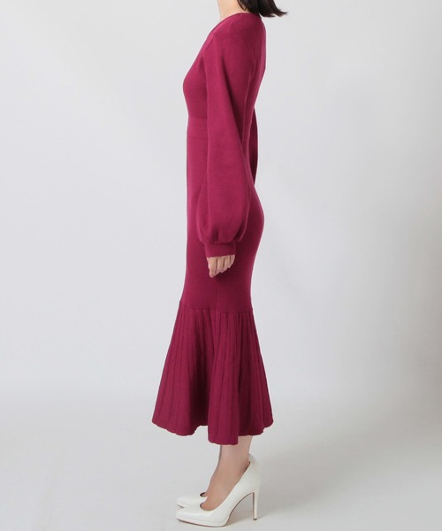 Julia Boutique（ジュリアブティック）の「ウエストマークリブニットマーメイドワンピース/23565（ワンピース・レディース・ブラック/アイボリー/オールドローズ系・ONE）」の15枚目の写真