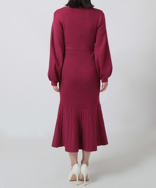 Julia Boutique（ジュリアブティック）の「ウエストマークリブニットマーメイドワンピース/23565（ワンピース・レディース・ブラック/アイボリー/オールドローズ系・ONE）」の16枚目の写真