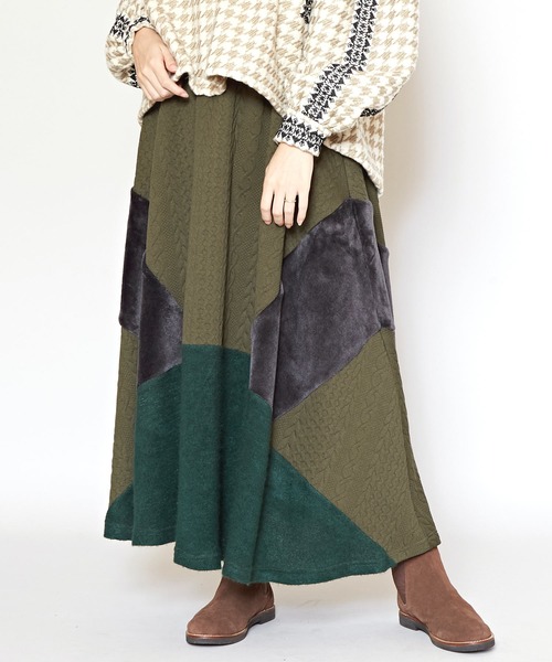 チャイハネ(チャイハネ)の「【チャイハネ】マロナパッチワークスカート(スカート・レディース・ベージュ/レッド/グリーン/ブラック/グレー/ダークグリーン・FREE)」の5枚目の写真
