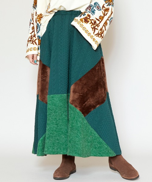 チャイハネ(チャイハネ)の「【チャイハネ】マロナパッチワークスカート(スカート・レディース・ベージュ/レッド/グリーン/ブラック/グレー/ダークグリーン・FREE)」の4枚目の写真