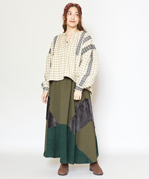 チャイハネ(チャイハネ)の「【チャイハネ】マロナパッチワークスカート(スカート・レディース・ベージュ/レッド/グリーン/ブラック/グレー/ダークグリーン・FREE)」の17枚目の写真