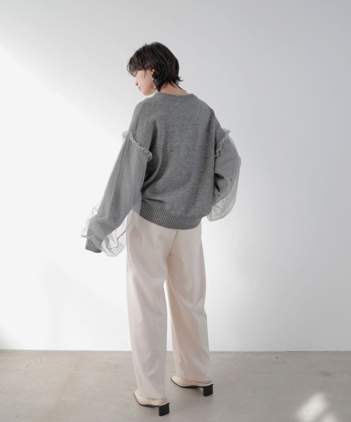 LIAN（リアン）の「袖チュールニットプルオーバー（ニット/セーター・レディース・アイボリー/ブラック/グレー・FREE）」の17枚目の写真