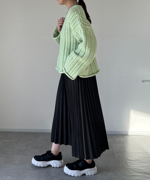 un dix cors（アンディコール）の「ケーブルニットプルオーバー（ニット/セーター・レディース・ライトグレー/ミント・FREE）」の10枚目の写真