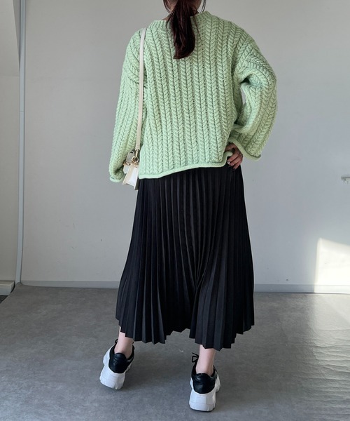 un dix cors（アンディコール）の「ケーブルニットプルオーバー（ニット/セーター・レディース・ライトグレー/ミント・FREE）」の11枚目の写真