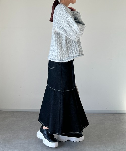 un dix cors（アンディコール）の「ケーブルニットプルオーバー（ニット/セーター・レディース・ライトグレー/ミント・FREE）」の21枚目の写真