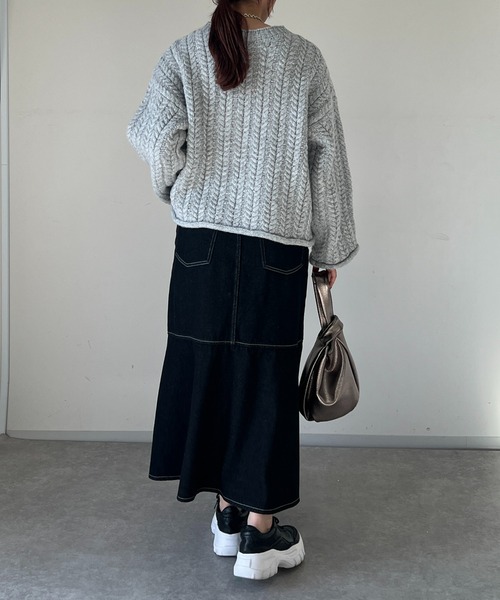 un dix cors（アンディコール）の「ケーブルニットプルオーバー（ニット/セーター・レディース・ライトグレー/ミント・FREE）」の22枚目の写真