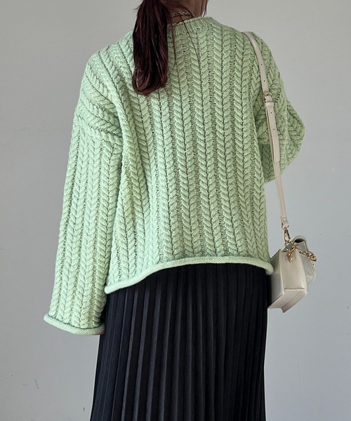 un dix cors（アンディコール）の「ケーブルニットプルオーバー（ニット/セーター・レディース・ライトグレー/ミント・FREE）」の6枚目の写真