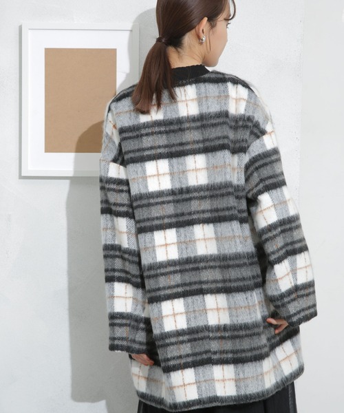 NANO universe（ナノユニバース）の「シャギーノーカラーコート（ノーカラーコート・レディース・その他1/ブラック/ライトグレー・FREE）」の20枚目の写真