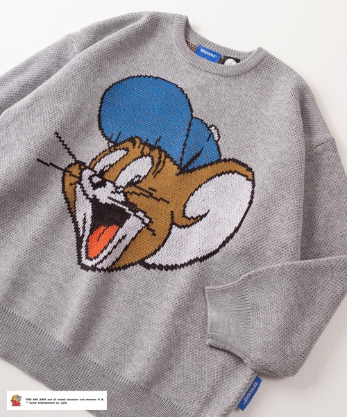 Tom&Jerry(トムアンドジェリー)の「【TOM&JERRY/トムとジェリー】キャラクターBIGフェイスイラスト ジャガード織りデザイン ビッグシルエット クルーネックニット(ニット/セーター・メンズ・ネイビー/ブラック/アイボリー/グレー・M/L/XL)」の1枚目の写真