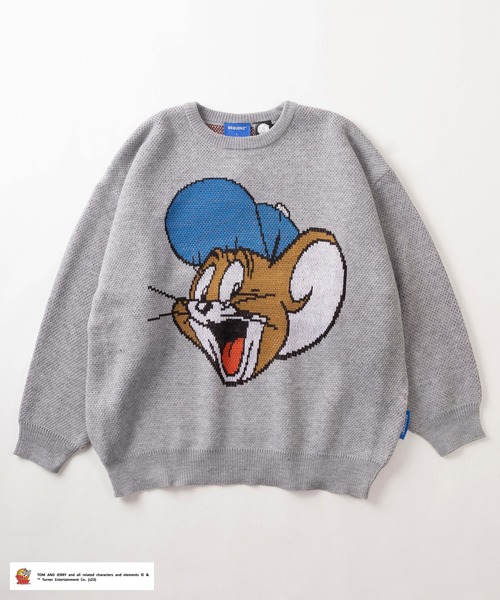 Tom&Jerry(トムアンドジェリー)の「【TOM&JERRY/トムとジェリー】キャラクターBIGフェイスイラスト ジャガード織りデザイン ビッグシルエット クルーネックニット(ニット/セーター・メンズ・ネイビー/ブラック/アイボリー/グレー・M/L/XL)」の5枚目の写真