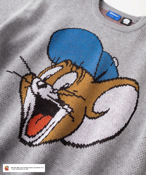 Tom&Jerry(トムアンドジェリー)の「【TOM&JERRY/トムとジェリー】キャラクターBIGフェイスイラスト ジャガード織りデザイン ビッグシルエット クルーネックニット(ニット/セーター・メンズ・ネイビー/ブラック/アイボリー/グレー・M/L/XL)」の8枚目の写真