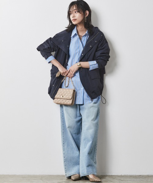 CHIC STYLE（シックスタイル）の「＜大きいサイズ＞フィールドパーカー シックスタイル（ブルゾン・レディース・ネイビー/ベージュ・3L/5L/L/LL/4L）」の6枚目の写真