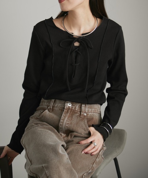 OZZ ONESTE トップス　レースアップ　2way ブラック OZZ ONESTE トップス レースアップ 2way ブラック OZZ ONESTE