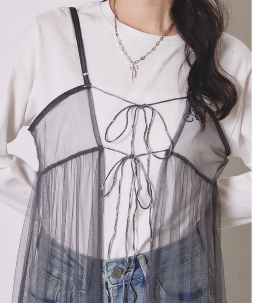 paravion(パラビオン)の「シアーチュールキャミワンピース(ワンピース・レディース・ピンク/チャコールグレー/アイボリー・FREE)」の10枚目の写真