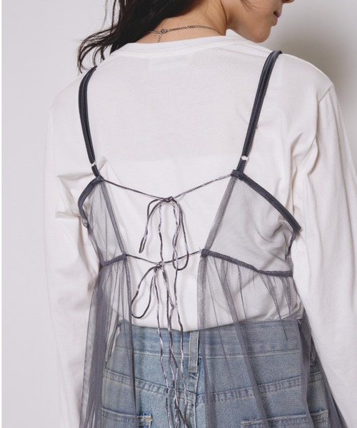 paravion(パラビオン)の「シアーチュールキャミワンピース(ワンピース・レディース・ピンク/チャコールグレー/アイボリー・FREE)」の12枚目の写真