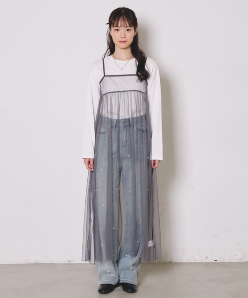 paravion(パラビオン)の「シアーチュールキャミワンピース(ワンピース・レディース・ピンク/チャコールグレー/アイボリー・FREE)」の13枚目の写真