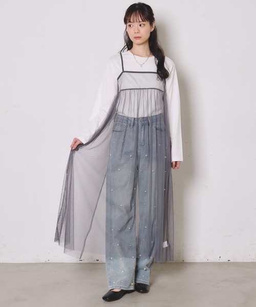 paravion(パラビオン)の「シアーチュールキャミワンピース(ワンピース・レディース・ピンク/チャコールグレー/アイボリー・FREE)」の14枚目の写真