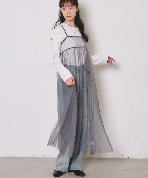 paravion(パラビオン)の「シアーチュールキャミワンピース(ワンピース・レディース・ピンク/チャコールグレー/アイボリー・FREE)」の15枚目の写真