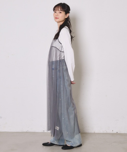 paravion(パラビオン)の「シアーチュールキャミワンピース(ワンピース・レディース・ピンク/チャコールグレー/アイボリー・FREE)」の17枚目の写真