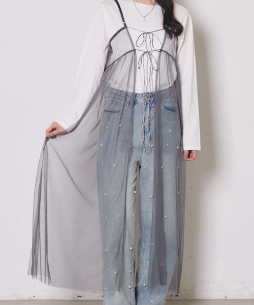 paravion(パラビオン)の「シアーチュールキャミワンピース(ワンピース・レディース・ピンク/チャコールグレー/アイボリー・FREE)」の20枚目の写真