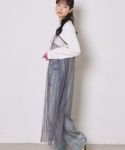 paravion(パラビオン)の「シアーチュールキャミワンピース(ワンピース・レディース・ピンク/チャコールグレー/アイボリー・FREE)」の21枚目の写真