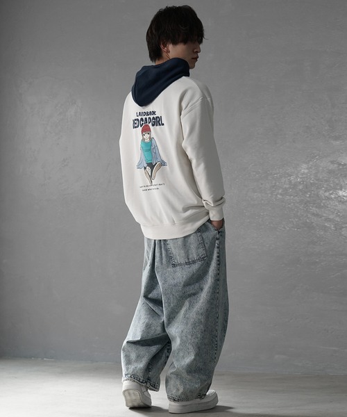 MinoriTY(マイノリティ)の「【MinoriTY select】”RED CAP GIRL” ガールプリントパーカー オーバーサイズ プルオーバー ルーズフィット ビッグシルエット メンズ 秋服(パーカー・メンズ・グレー/アッシュグレー/ネイビー/アイボリー・L/M)」の9枚目の写真