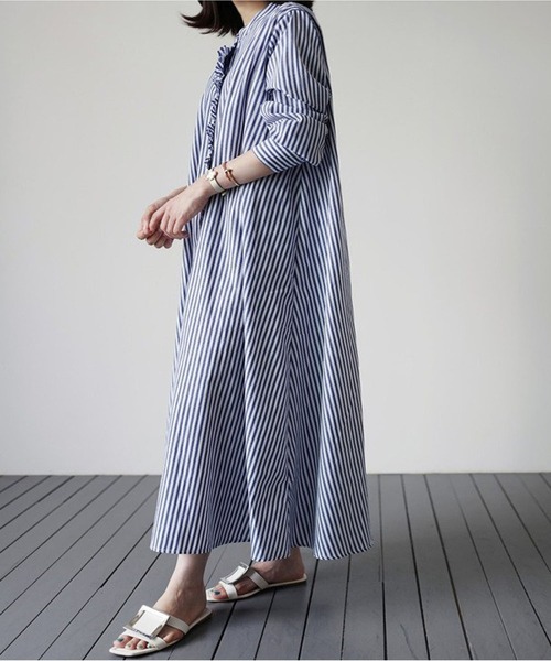 MAISON DE THERESE(メゾン ド テレーズ)の「ストライプシャツワンピース(シャツワンピース・レディース・ブルー/ピンク・S/M)」の3枚目の写真
