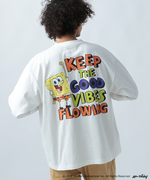 BAYFLOW(ベイフロー)の「【SpongeBob(スポンジ・ボブ)×BAYFLOW】長袖Tシャツ(Tシャツ/カットソー・メンズ・ブラック/オフホワイト/グリーン・FREE)」の2枚目の写真