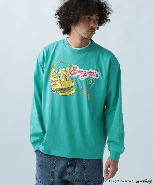 BAYFLOW(ベイフロー)の「【SpongeBob(スポンジ・ボブ)×BAYFLOW】長袖Tシャツ(Tシャツ/カットソー・メンズ・ブラック/オフホワイト/グリーン・FREE)」の3枚目の写真