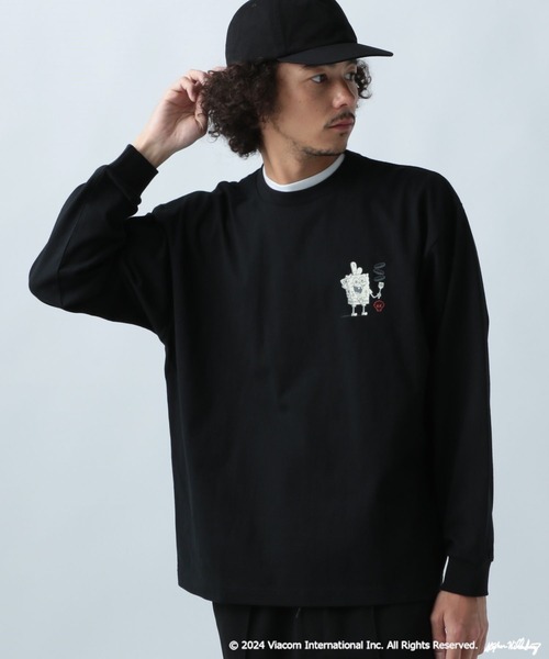 BAYFLOW(ベイフロー)の「【SpongeBob(スポンジ・ボブ)×BAYFLOW】長袖Tシャツ(Tシャツ/カットソー・メンズ・ブラック/オフホワイト/グリーン・FREE)」の1枚目の写真